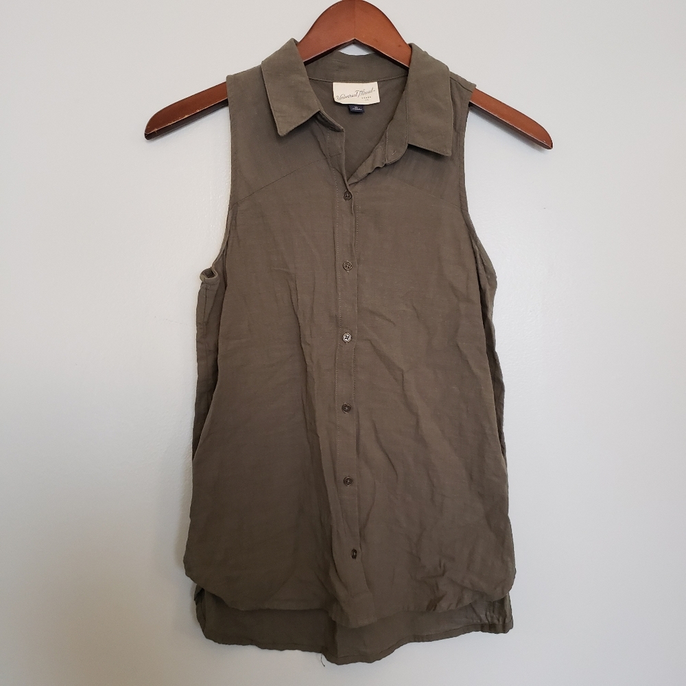 ⭐Universal Thread 100% Cotton Army Green Button Up Tank Top Size XS